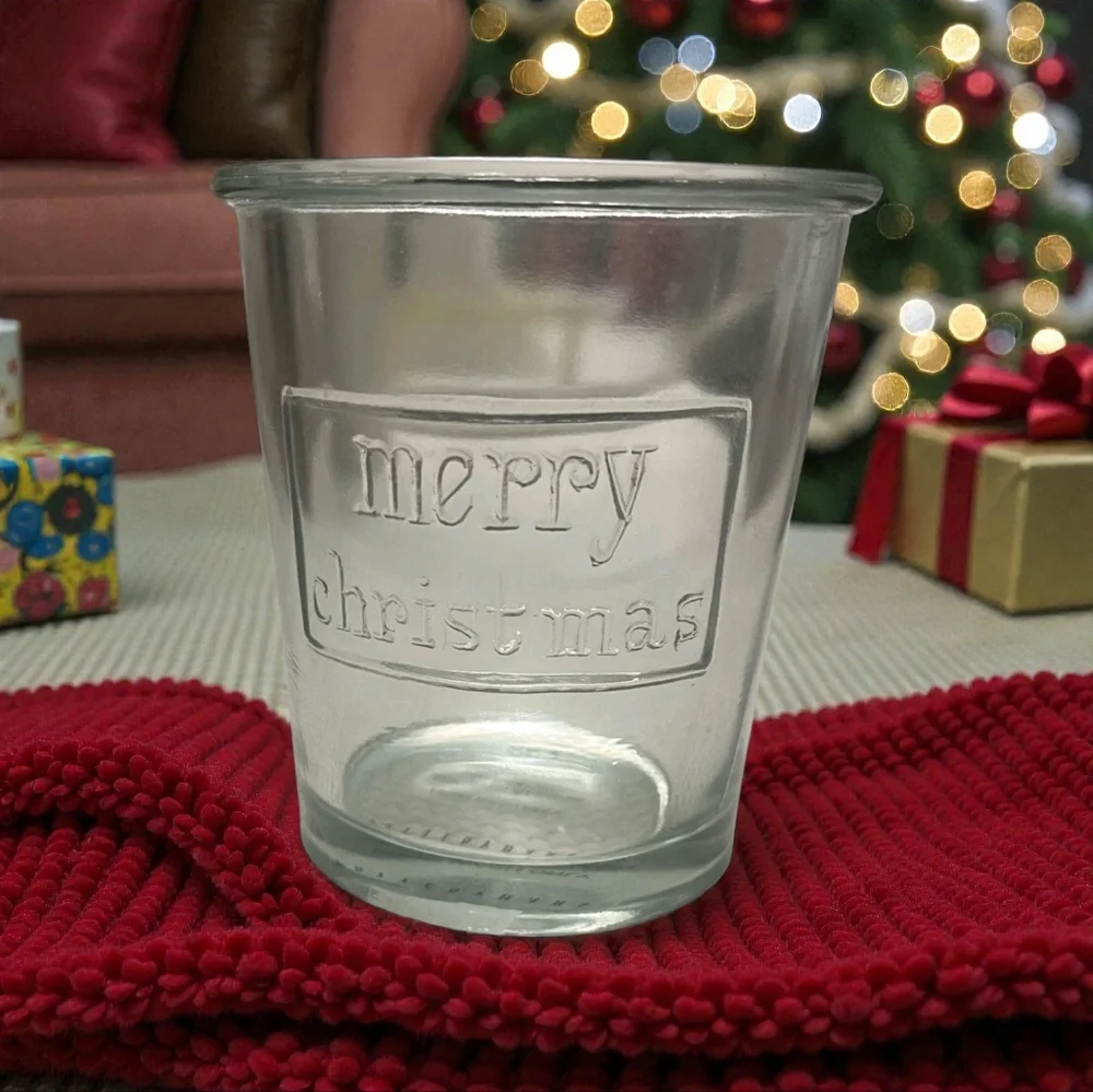 Pottery Barn Glasses “Merry Christmas” Set Of 4